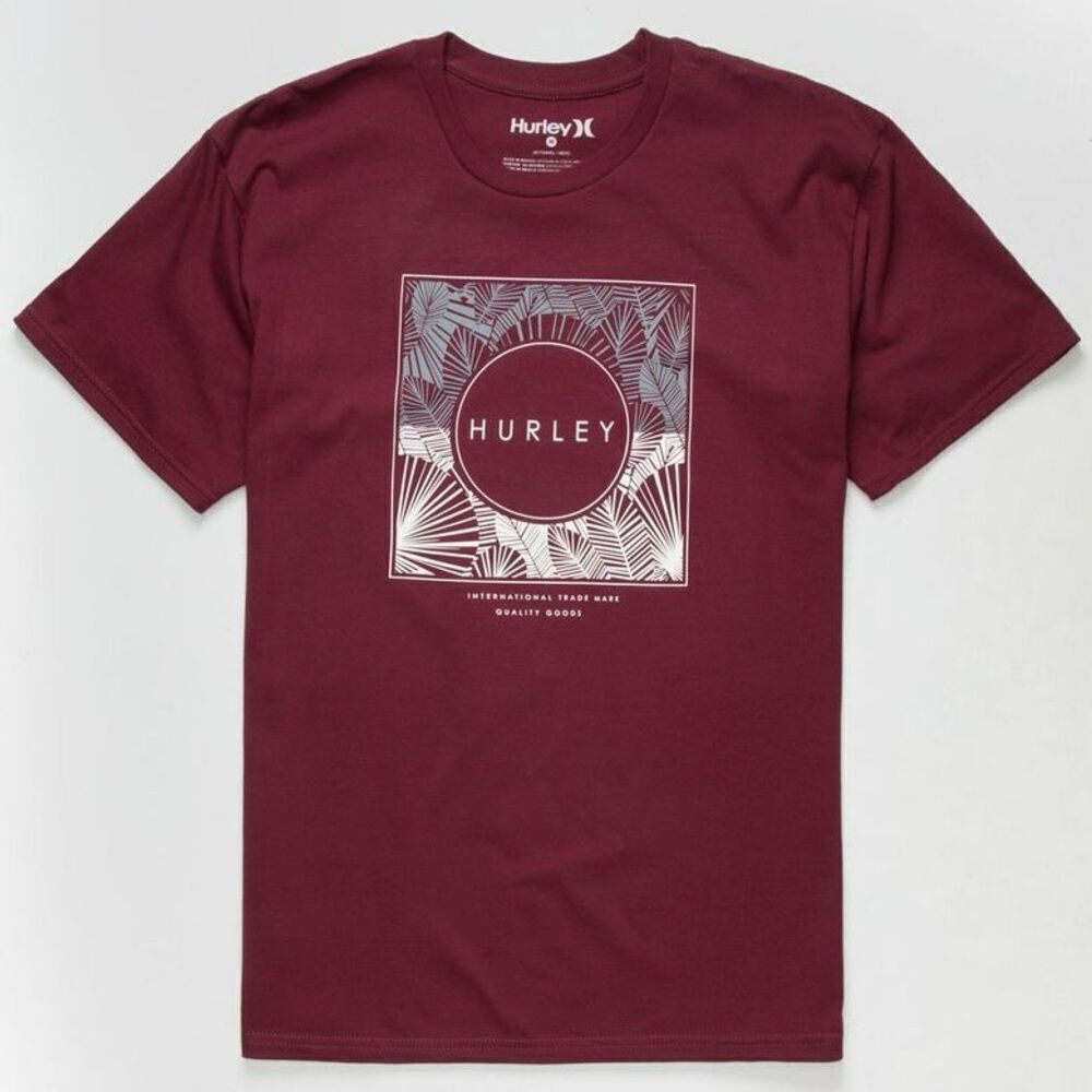 Hurley Fan Plant Shirt Maroon Grey Men’s Small Tropical Casual